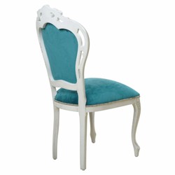Prunkvoller Luxus Barock Esszimmer Stuhl Türkis Weiß