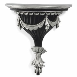 Casa Padrino console murale baroque de luxe argent antique / noir H. 38 cm - Fabriquée en Italie