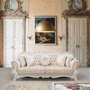 Prunkvolles Luxus Barock Sofa Grau Weiß Beige