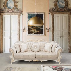 Casa Padrino Divano Barocco di Lusso Grigio / Bianco / Beige 200 cm - Mobili in Stile Barocco