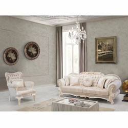 Casa Padrino Divano Barocco di Lusso Grigio / Bianco / Beige 200 cm - Mobili in Stile Barocco