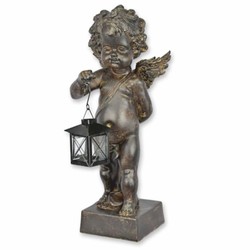 Casa Padrino Art Nouveau Decorative Sculpture Angel with Lantern H. 46.4 cm - Christmas Decoration