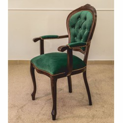 Casa Padrino luxury baroque dining room chair green / dark brown H. 105 cm - Baroque furniture