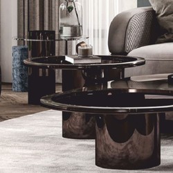 Casa Padrino Luxury Side Table with Glass Top Bronze / Gray H. 45 cm - Luxury Furniture