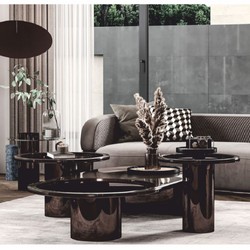 Casa Padrino Luxury Side Table with Glass Top Bronze / Gray H. 45 cm - Luxury Furniture