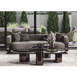 Casa Padrino Luxury Side Table with Glass Top Bronze / Gray H. 45 cm - Luxury Furniture