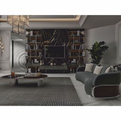 Ovaler Luxus Couchtisch Wohnzimmertisch mit Glasplatte Dunkelbraun Silber