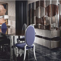Casa Padrino Luxury Sideboard with 4 Doors Gray / Dark Brown / Silver 233 cm - Hotel Furniture