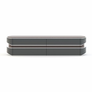Casa Padrino Luxus TV Schrank Grau / Dunkelbraun / Silber 233 cm - Wohnzimmer & Hotel Möbel