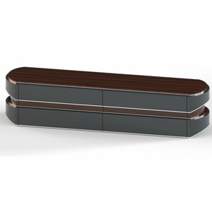 Casa Padrino Luxus TV Schrank Grau / Dunkelbraun / Silber 233 cm - Wohnzimmer & Hotel Möbel