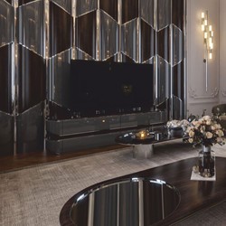 Casa Padrino Luxury TV Cabinet Gray / Dark Brown / Silver 233 cm - Living Room & Hotel Furniture