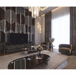 Casa Padrino Luxury TV Cabinet Gray / Dark Brown / Silver 233 cm - Living Room & Hotel Furniture