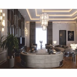 Casa Padrino Luxury TV Cabinet Gray / Dark Brown / Silver 233 cm - Living Room & Hotel Furniture