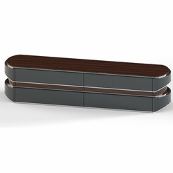 Casa Padrino Luxury TV Cabinet Gray / Dark Brown / Silver 233 cm - Living Room & Hotel Furniture