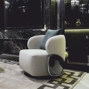 Casa Padrino fauteuil pivotant de luxe gris clair / marron foncé / argent - Meubles de salon et d'hôtel