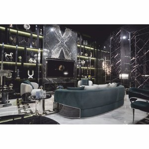 Casa Padrino Luxus Drehsessel Hellgrau / Dunkelbraun / Silber - Wohnzimmer & Hotel Möbel
