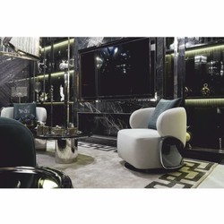 Casa Padrino fauteuil pivotant de luxe gris clair / marron foncé / argent - Meubles de salon et d'hôtel