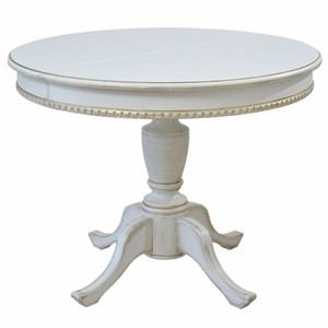 Casa Padrino Mesa de Comedor Barroco de Lujo Blanco / Oro 100-140 cm - Muebles de Comedor Barrocos