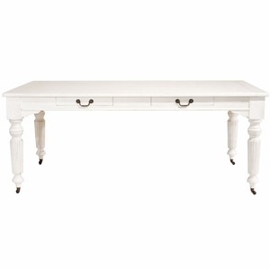 Casa Padrino Landhausstil Esstisch Weiß 200 cm - Massivholz Küchentisch aus Kiefernholz und Metall