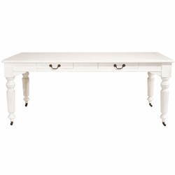 Casa Padrino Mesa de comedor estilo rústico blanco 200 cm - Madera maciza y metal
