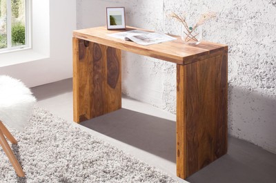 Casa Padrino Schreibtisch aus Sheeshamholz Naturfarben 100 x 40 x 75 cm - Massivholz Büromöbel