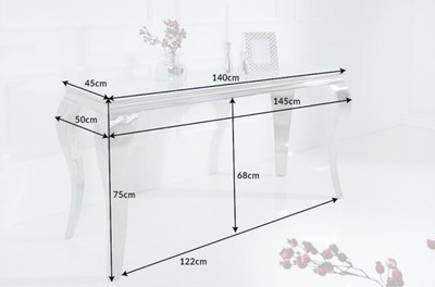 Casa Padrino Barock Edelstahl Konsole mit Glasplatte Silber 140 x 50 x 75 cm - Luxuriöser Konsolentisch