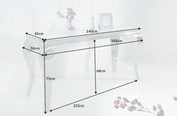 Casa Padrino Baroque Stainless Steel Console Table with Glass Top Silver 140 x 50 x 75 cm - Luxury Furniture