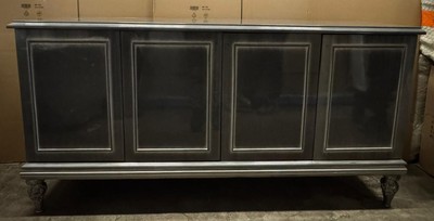 Casa Padrino Luxus Barock Sideboard mit 4 Türen Grau 200 cm - Handgefertigtes Barock Möbelstück aus Massivholz