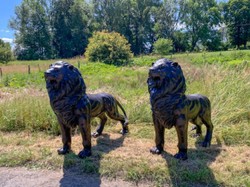 Casa Padrino conjunto de esculturas decorativas de bronce de lujo leones 193 cm - Figuras de jardín