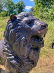 Casa Padrino conjunto de esculturas decorativas de bronce de lujo leones 193 cm - Figuras de jardín