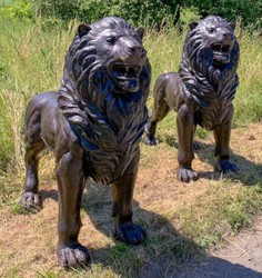 Casa Padrino conjunto de esculturas decorativas de bronce de lujo leones 193 cm - Figuras de jardín