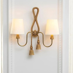 Casa Padrino applique murale double de luxe laiton vintage / blanc H. 49,5 cm - Luminaires de luxe