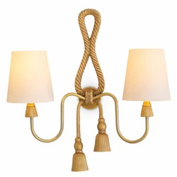 Casa Padrino applique murale double de luxe laiton vintage / blanc H. 49,5 cm - Luminaires de luxe