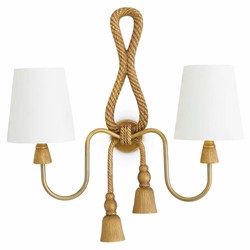Casa Padrino applique murale double de luxe laiton vintage / blanc H. 49,5 cm - Luminaires de luxe