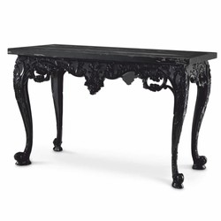 Casa Padrino Luxury Baroque Mahogany Console Table with Marble Top Black 128.5 cm