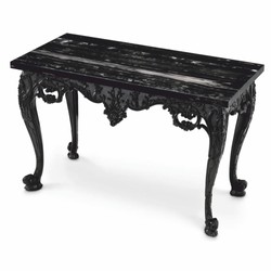 Casa Padrino Luxury Baroque Mahogany Console Table with Marble Top Black 128.5 cm