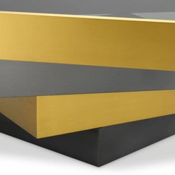 Casa Padrino Luxury Stainless Steel Coffee Table with Glass Top Brass / Bronze / Gray 105 cm