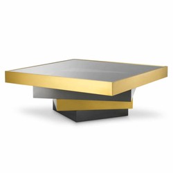 Casa Padrino Luxury Stainless Steel Coffee Table with Glass Top Brass / Bronze / Gray 105 cm