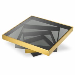 Casa Padrino Luxury Stainless Steel Coffee Table with Glass Top Brass / Bronze / Gray 105 cm
