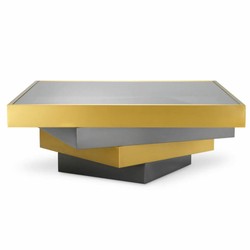 Casa Padrino Luxury Stainless Steel Coffee Table with Glass Top Brass / Bronze / Gray 105 cm