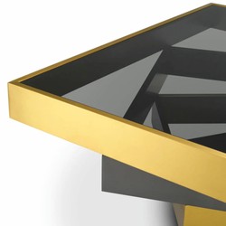 Casa Padrino Luxury Stainless Steel Coffee Table with Glass Top Brass / Bronze / Gray 105 cm