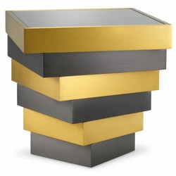 Casa Padrino tavolino di lusso in acciaio inox con piano in vetro ottone / bronzo / grigio