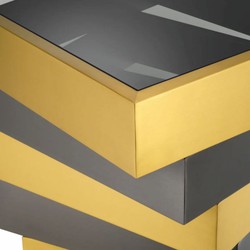 Casa Padrino tavolino di lusso in acciaio inox con piano in vetro ottone / bronzo / grigio