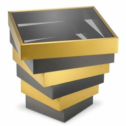 Casa Padrino tavolino di lusso in acciaio inox con piano in vetro ottone / bronzo / grigio