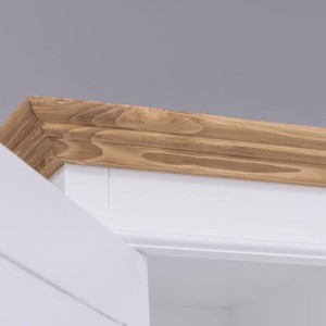Casa Padrino Landhausstil Kleiderschrank Weiß / Naturfarben 121 x H. 197 cm - Schlafzimmer Möbel