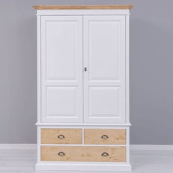 Casa Padrino Country Style Wardrobe White / Natural 121 x H. 197 cm - Bedroom Furniture