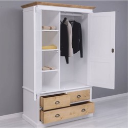 Casa Padrino Country Style Wardrobe White / Natural 121 x H. 197 cm - Bedroom Furniture