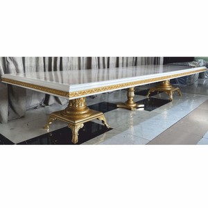 Casa Padrino Mesa de Comedor Barroco de Lujo Crema / Blanco / Oro 350 cm - Muebles de Comedor Barroco