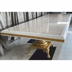Casa Padrino Mesa de Comedor Barroco de Lujo Crema / Blanco / Oro 350 cm - Muebles de Comedor Barroco
