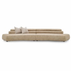 Gebogenes Luxus Wohnzimmer Hotel Büro Sofa Beige Schwarz